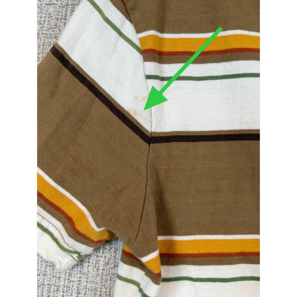 NWT Aeropostale Mens Small Brown Striped Short Sleeve Polo Shirt Retro 70s Prep - Picture 3 of 6